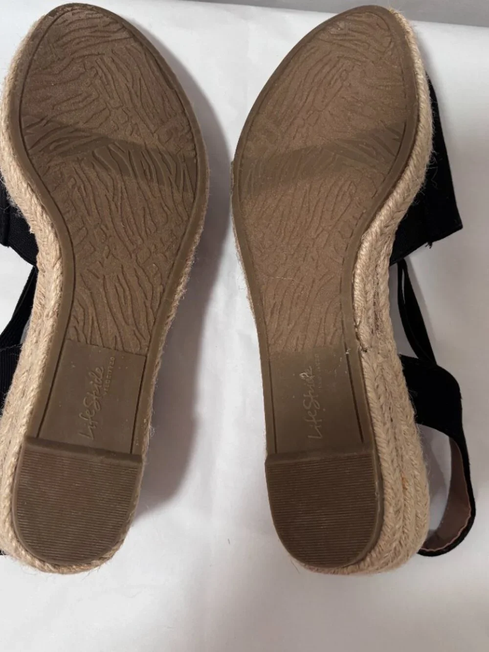 LifeStride Katrina 2 Black Espadrille Wedge Sandals Size 8M Never used